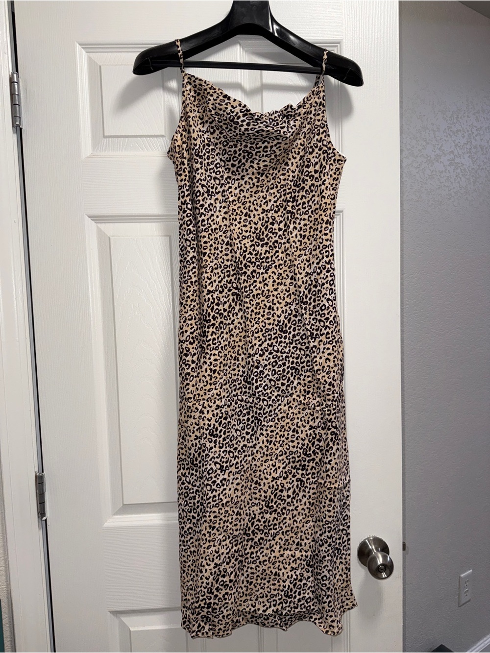 Nine West Leopard Slip Midi Dress in Beige and Black